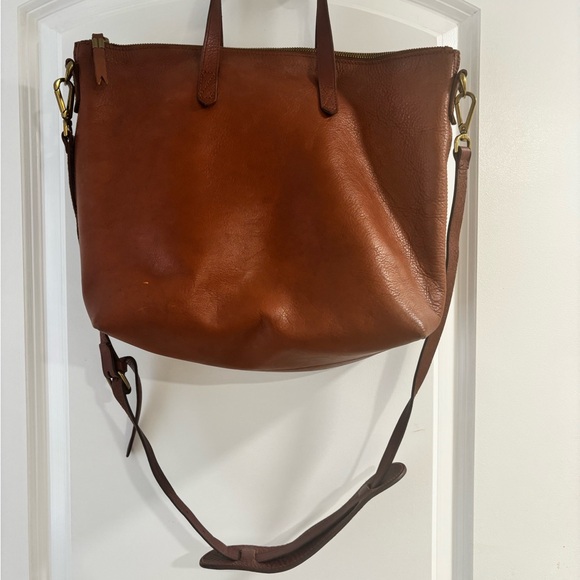 Madewell Brown Leather Zip Top Carryall Crossbody Bag - Picture 6 of 14